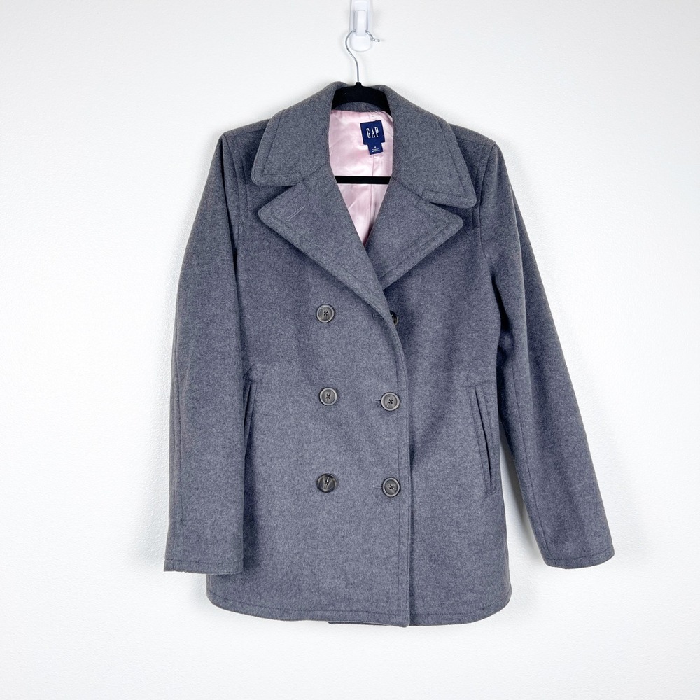 Gap Women's Wool Blend Gray Pea Coat Sz M